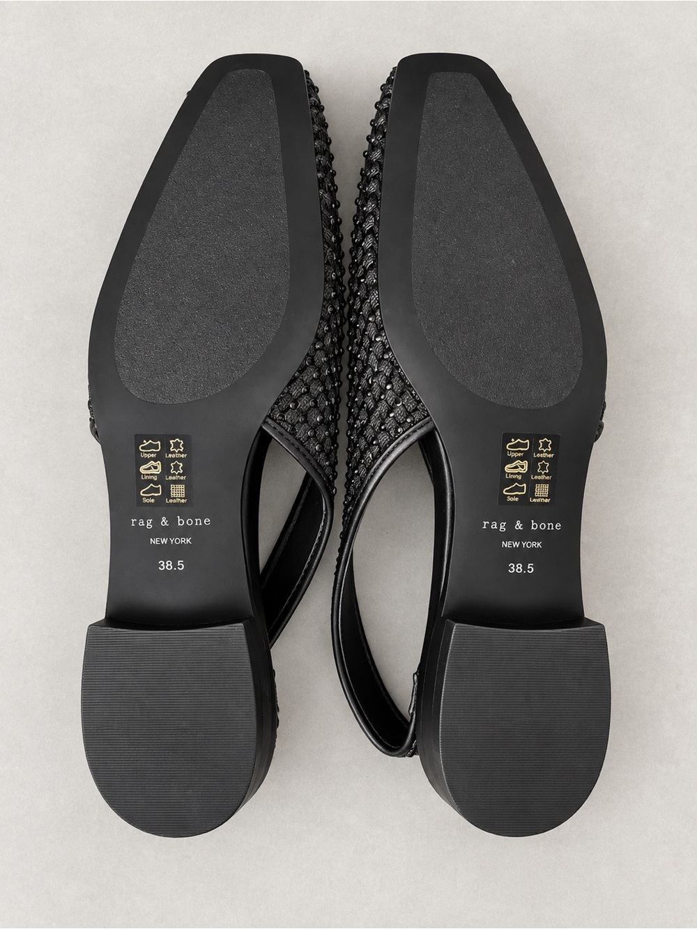 Rag & Bone Astra Diamante Mesh Slingback Flats Black Size 8.5 - Picture 3 of 5